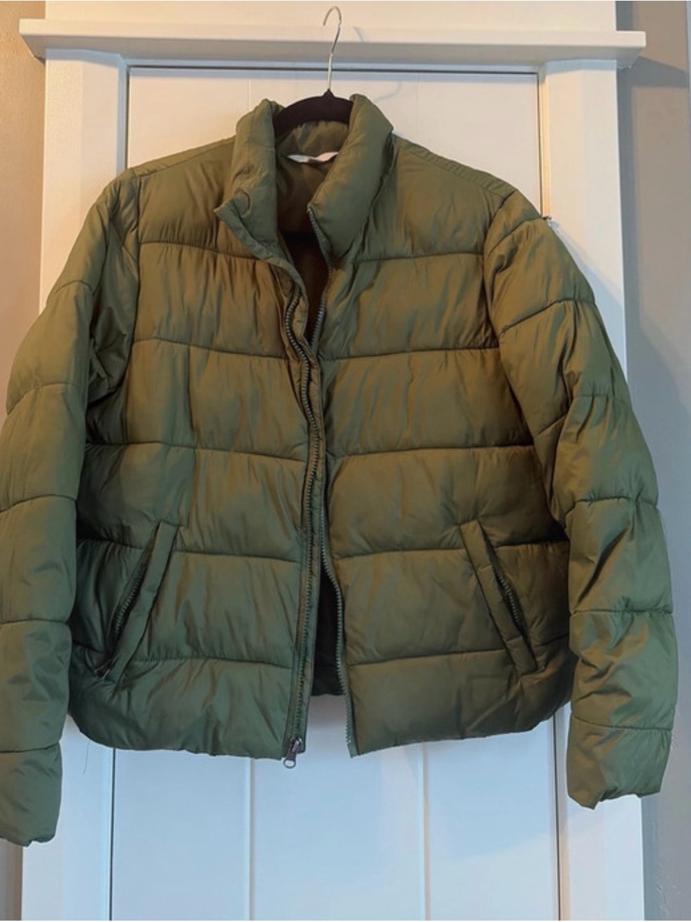 Time and Tru Olive Green Quilted Puffer Jacket